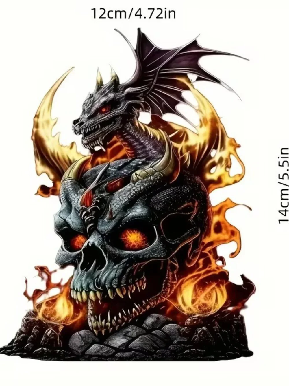 Halloween Dark Goth Floor and Wall 3d Skull and Dragon Sticker Decor 5.5